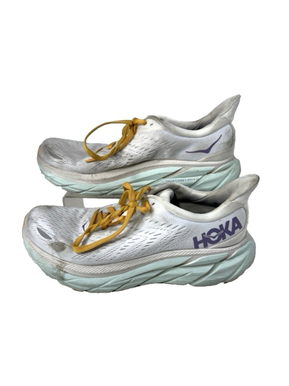 Hoka One One Womens Clifton 8 White Purple Orange Running Shoes Sneakers Sz 8B
